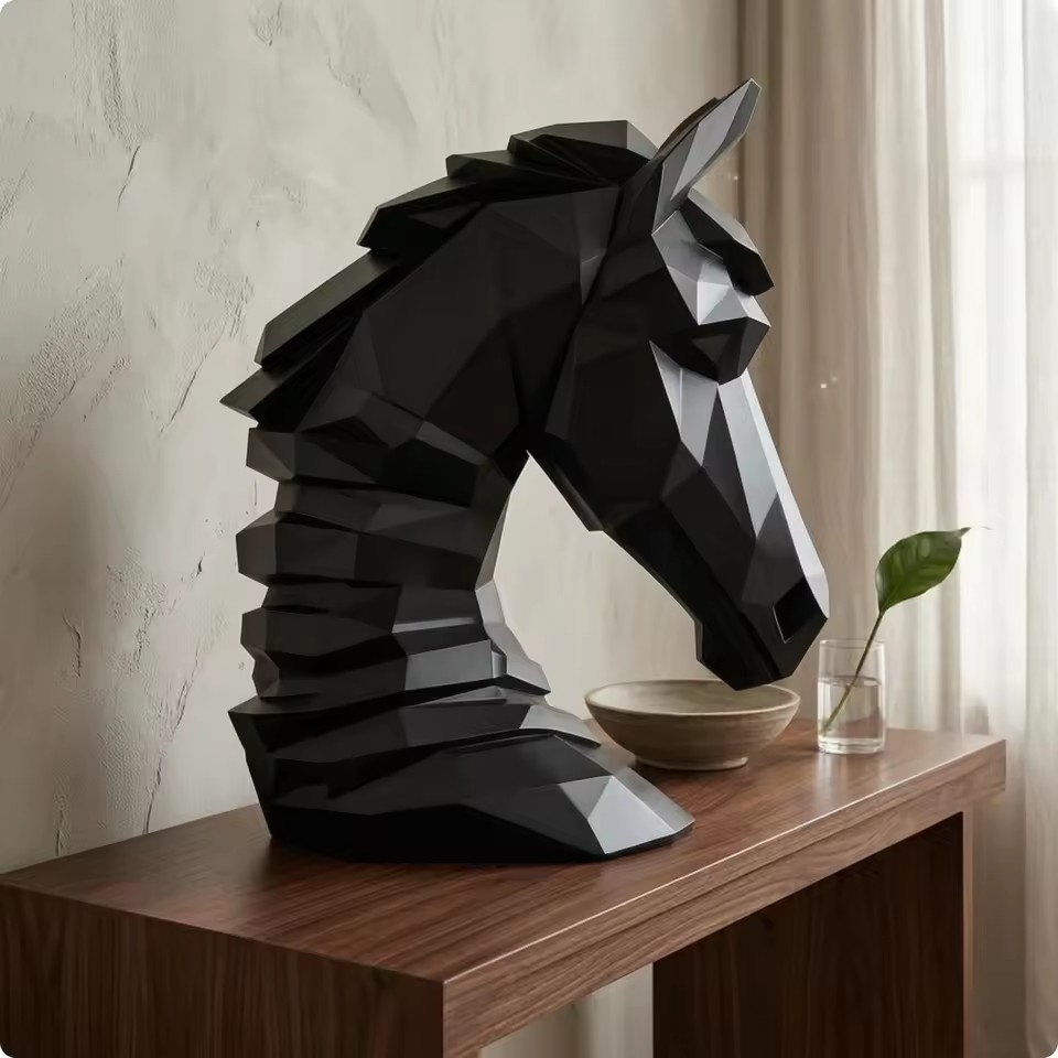 Cube Horse Head Sculpture, Col - Resin Art Cube ulasan dan harga
