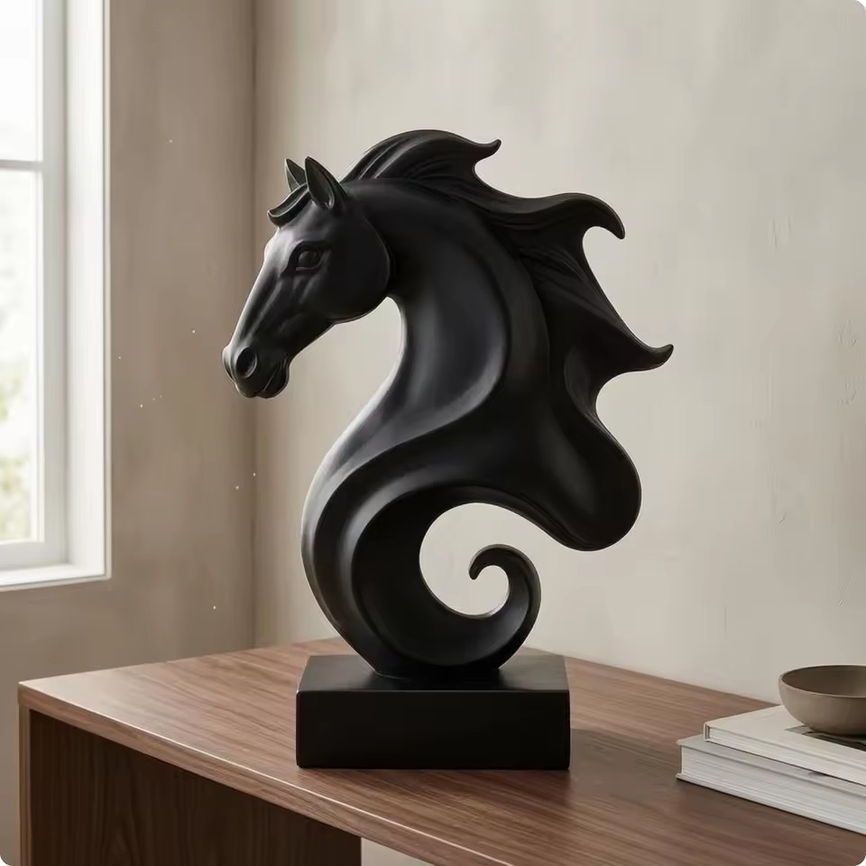 Cube Horse Head Sculpture, Col - Resin Art Cube ulasan dan harga