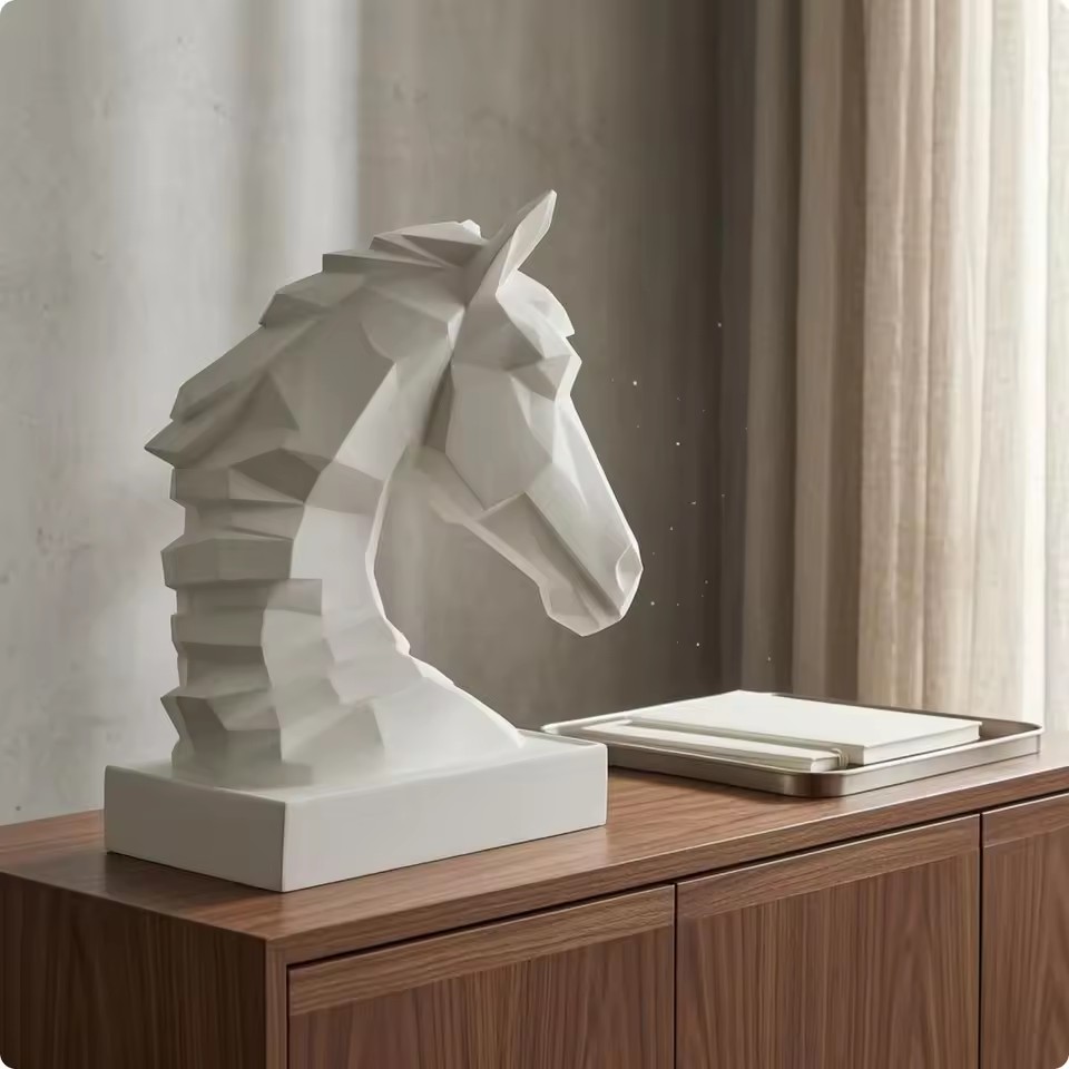 Cube Horse Head Sculpture, Col - Resin Art Cube ulasan dan harga