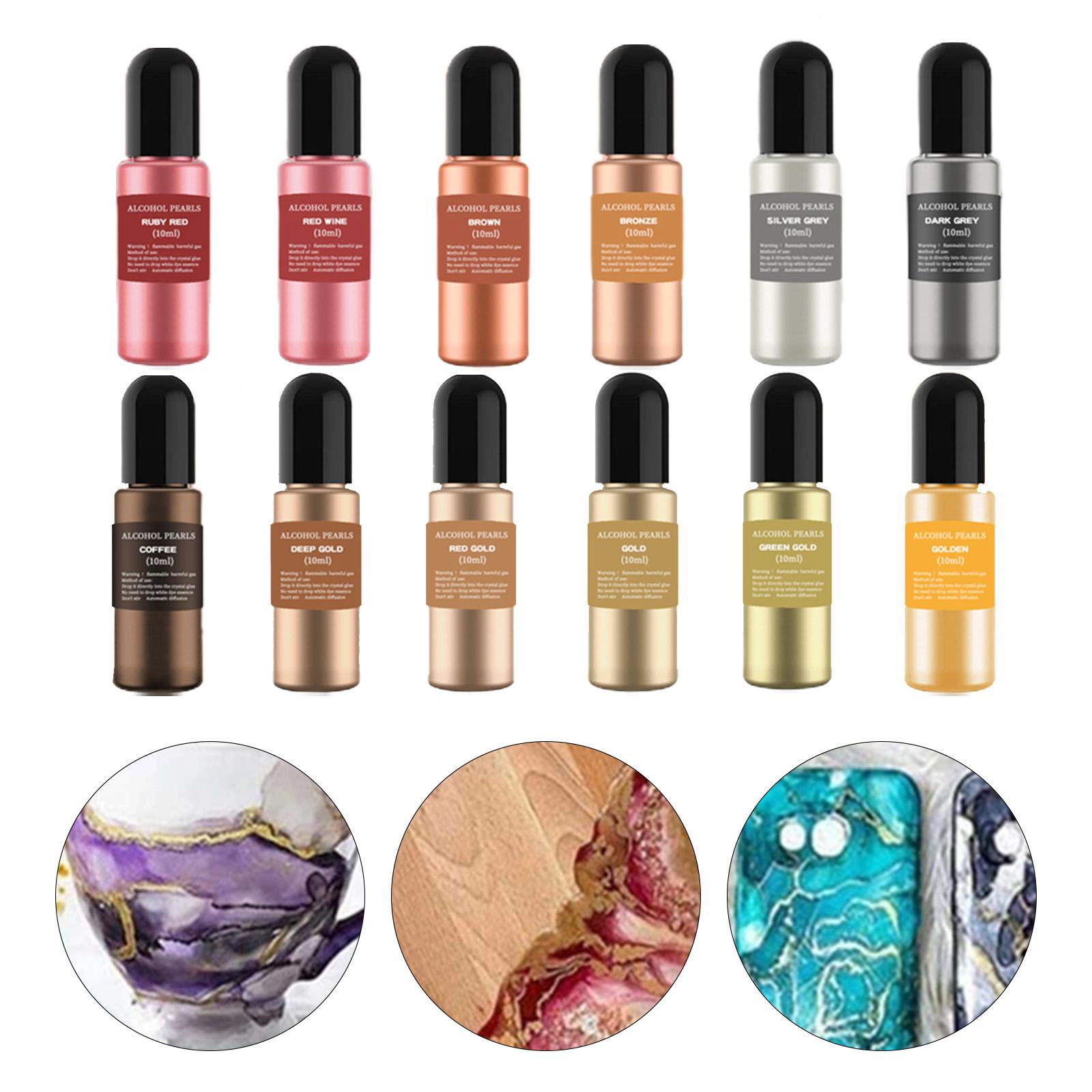 12 Bottles Metallic Alcohol In - Resin Pigment Alcohol Ink ulasan dan harga