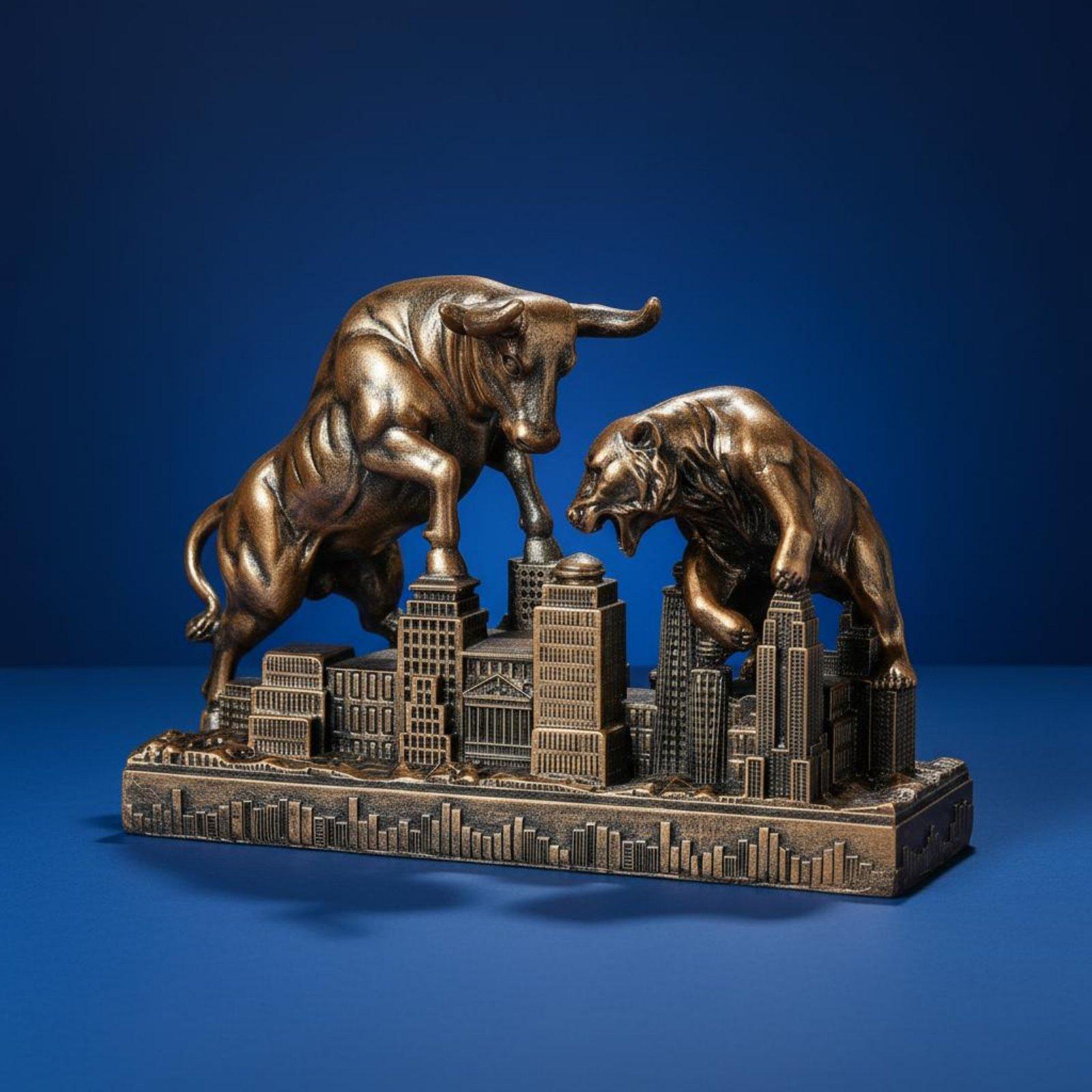 Motivational Bull Bear Statue  - Resin Art Business ulasan dan harga