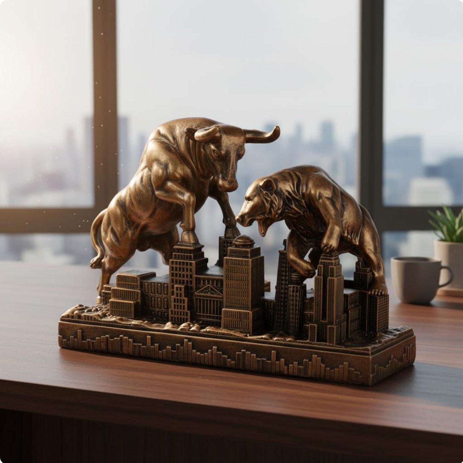 Motivational Bull Bear Statue  - Resin Art Business ulasan dan harga